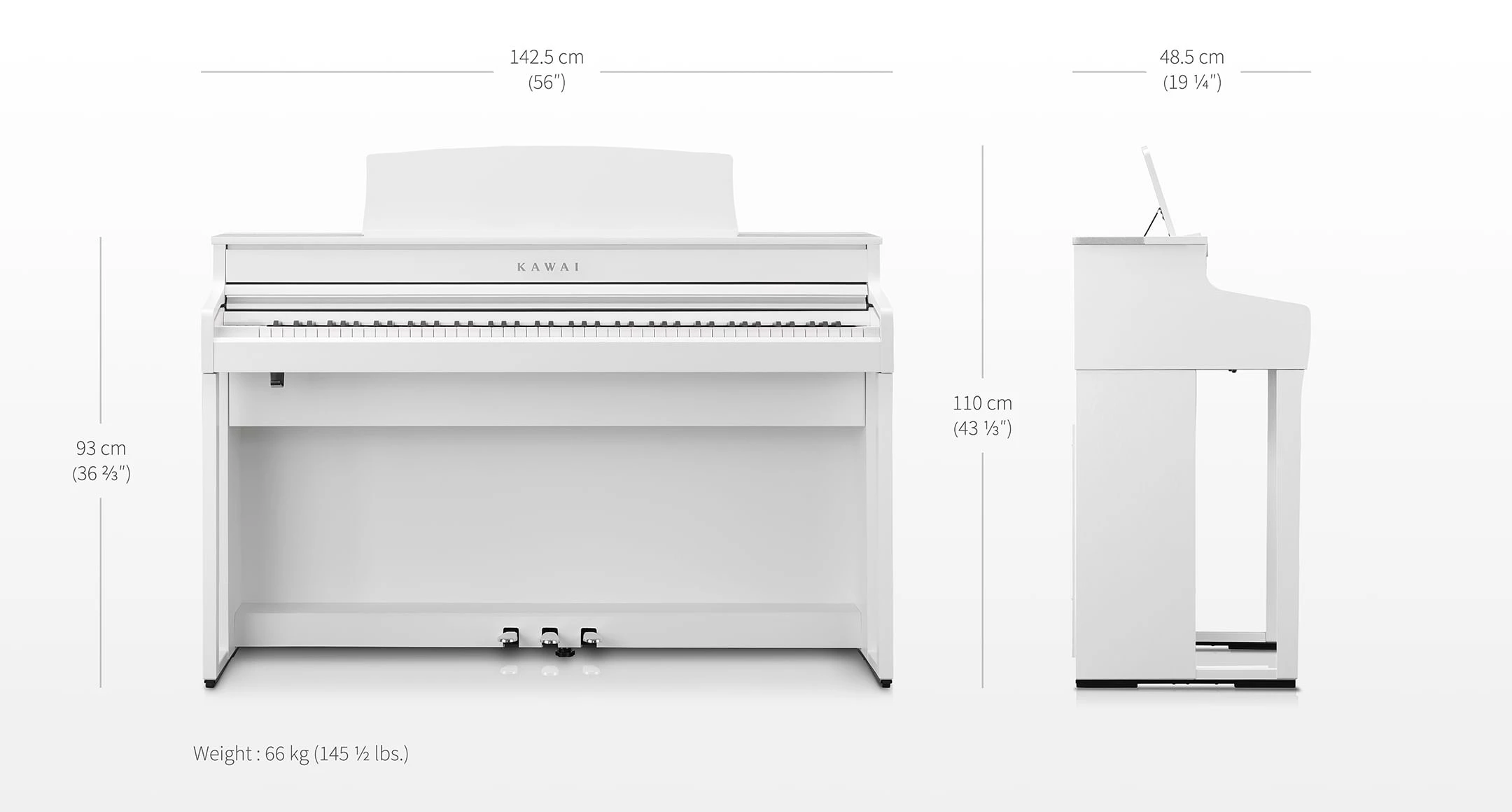 Kawai Digitalas klavieres CA501 Izmeri