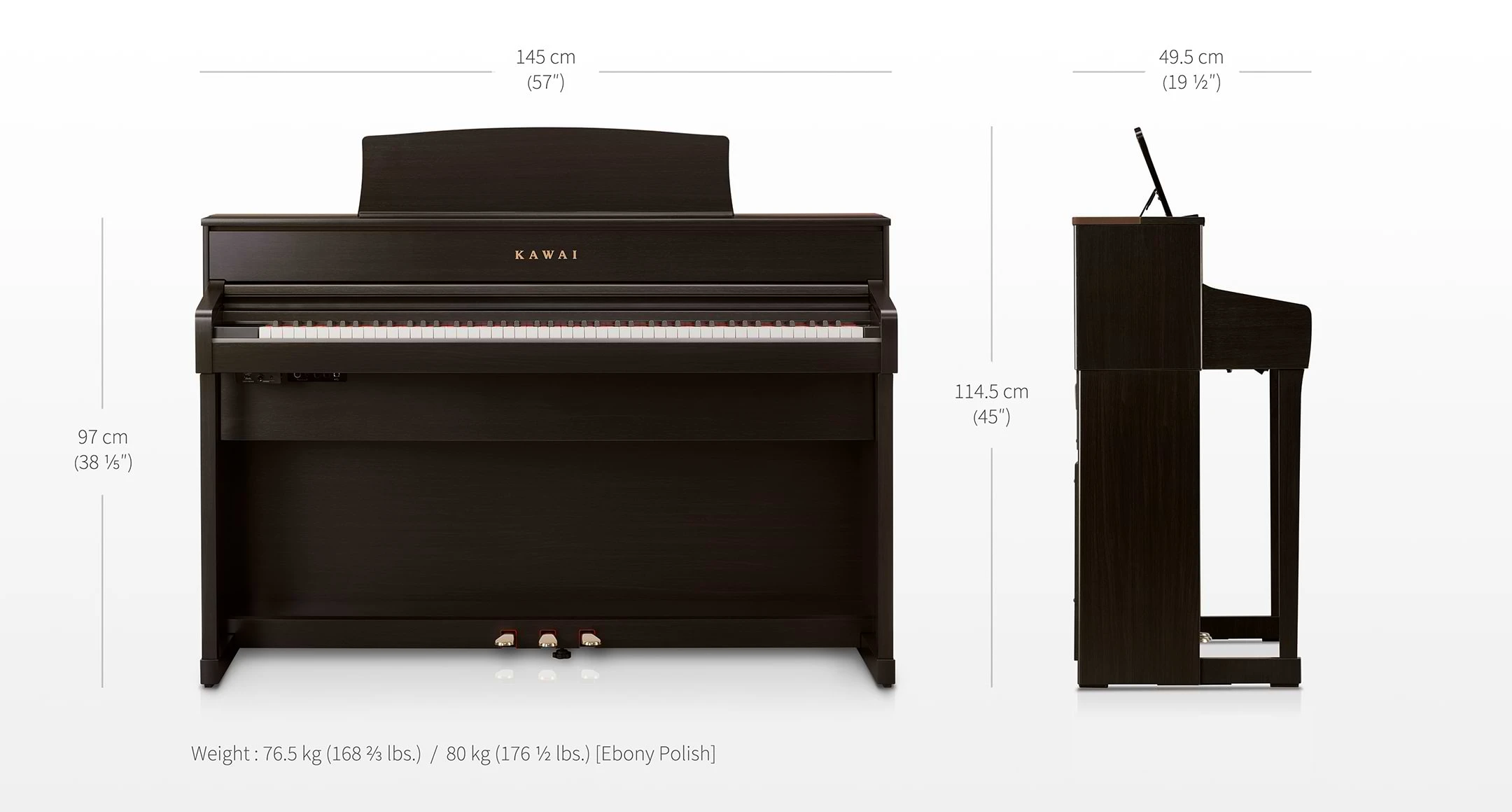 Kawai Digitalas klavieres CA701 Izmeri